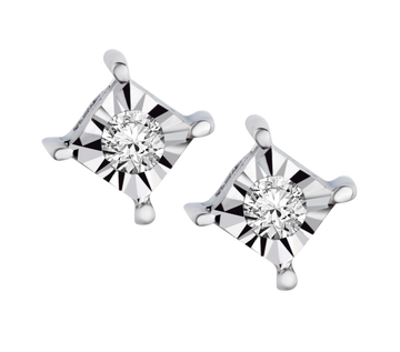 .05 Carat of Diamonds Square Stud Earrings, 10kt White Gold.....................NOW
