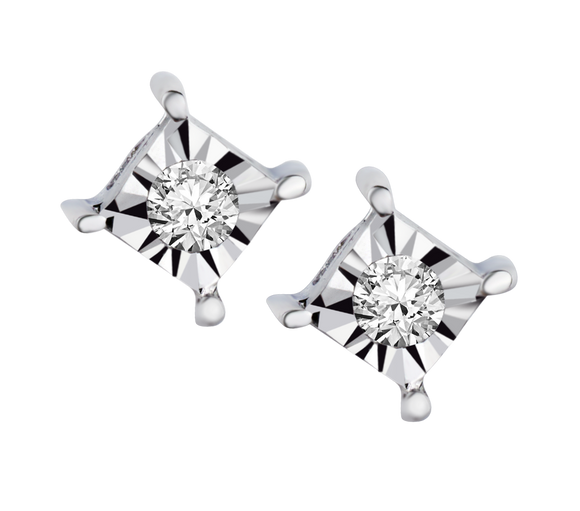 .05 Carat of Diamonds Square Stud Earrings, 10kt White Gold.....................NOW