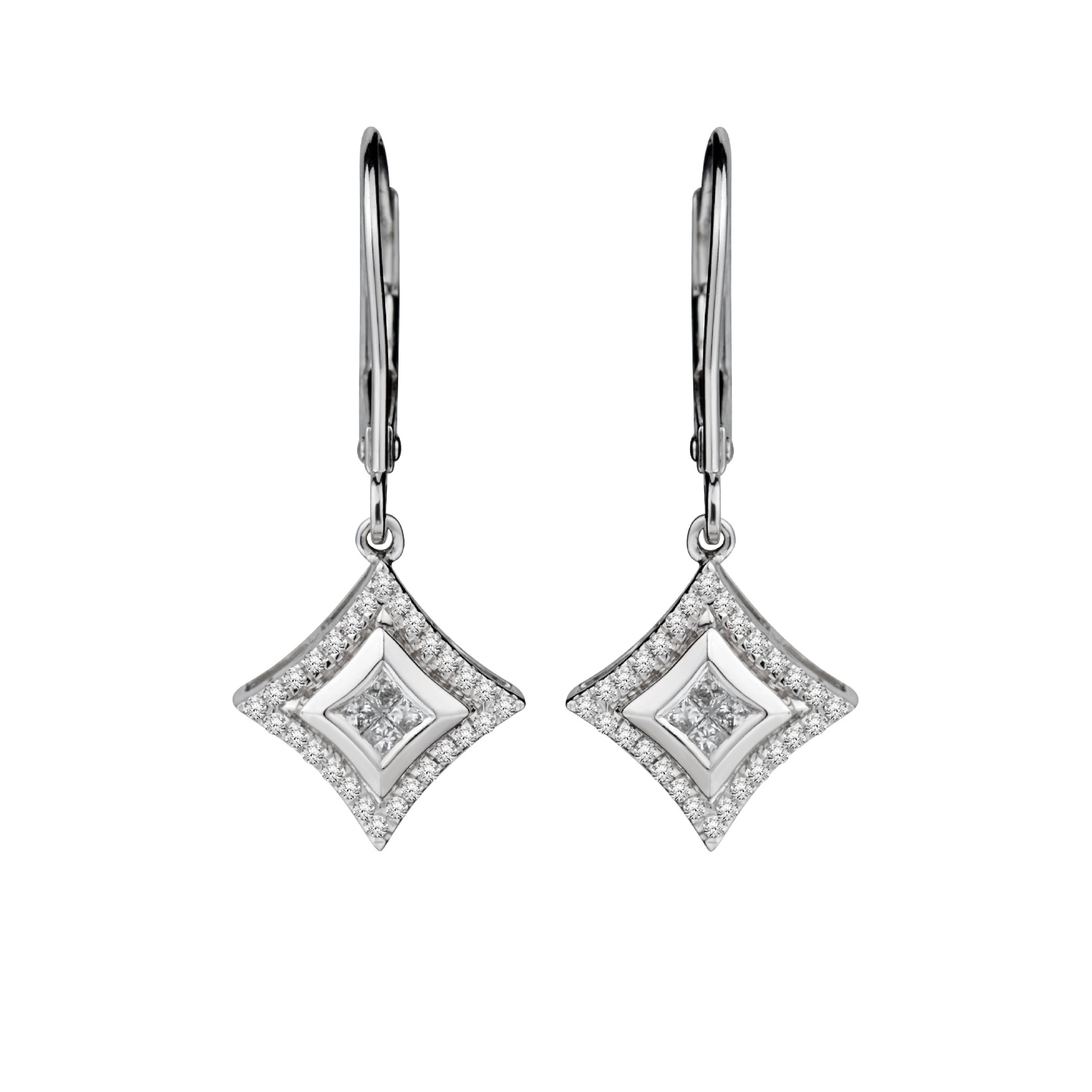 .33 Carat of Diamonds Drop Leaver Back Earrings,  10kt White Gold. Griffin Jewellery Designs