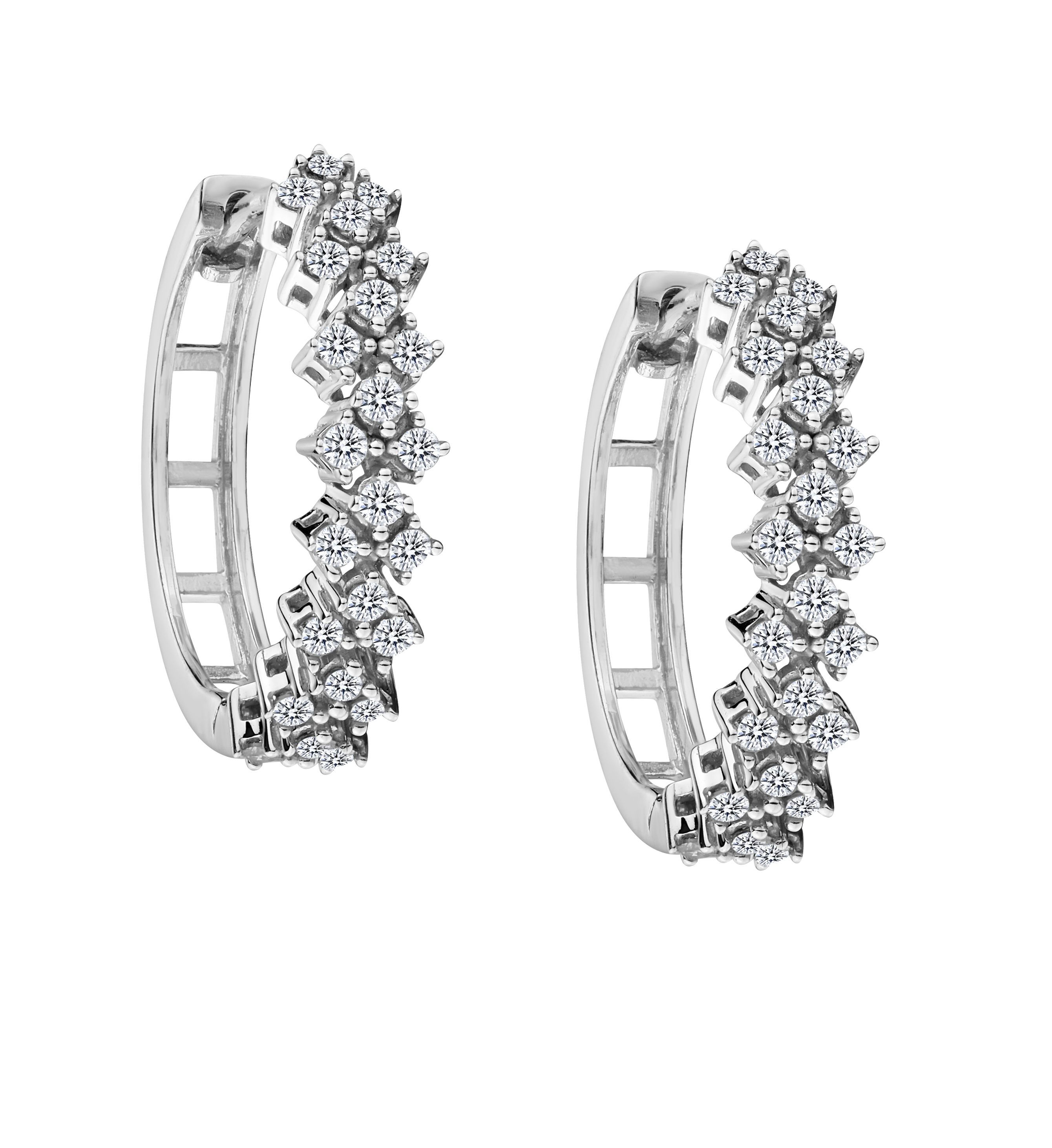 .50 Carat "Waterfall" Diamond Hoop Earrings, 10kt White Gold. Hoops. Hoop Earrings. Griffin Jewellery Designs