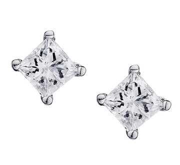 .25 Carat of Diamonds Princess Cut Solitaire Studs, 14kt White Gold.....................NOW