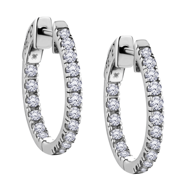 1.00 Carat of Diamonds Hoop "Inside Outside" Earrings, 10kt White Gold......................NOW
