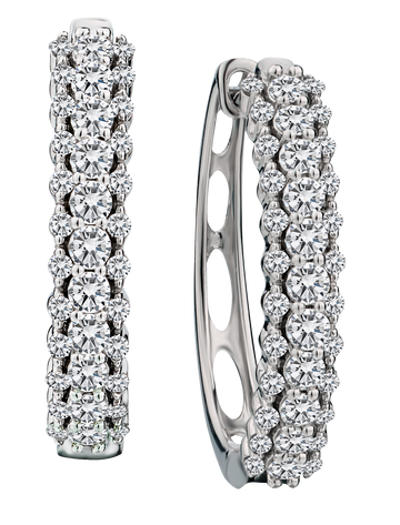 1.00 Carat of Diamonds Hoop Earrings, 14kt White Gold.....................NOW