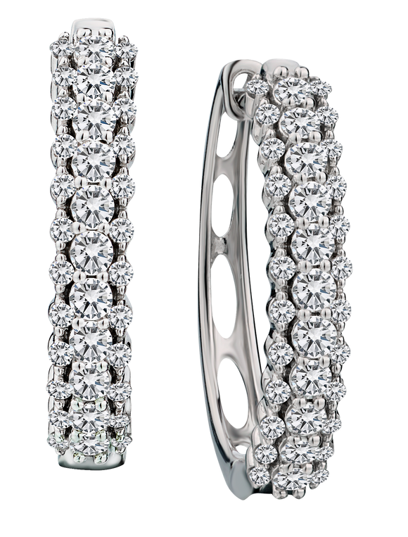 1.00 Carat of Diamonds Hoop Earrings, 14kt White Gold.....................NOW