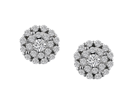 1.00 Carat of Diamonds Halo Earrings, 10kt White Gold.....................NOW
