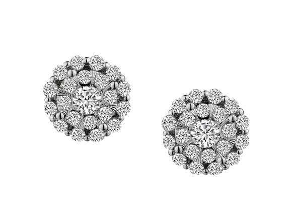 1.00 Carat of Diamonds Halo Earrings, 10kt White Gold.....................NOW