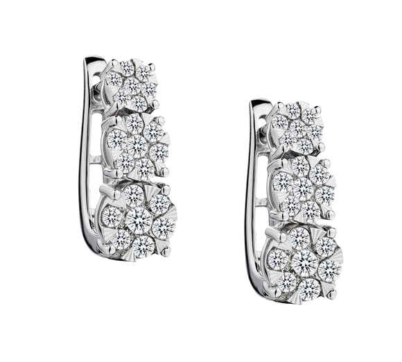 1.00 Carat of Diamonds Past Present Future Earrings, 10kt White Gold.....................NOW