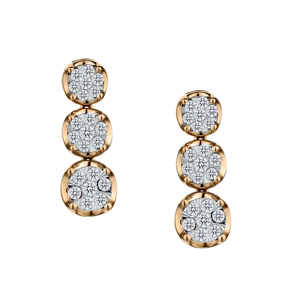 .50 Carat of Diamonds Past Present Future Drop Earrings, 10k Yellow Gold.....................NOW