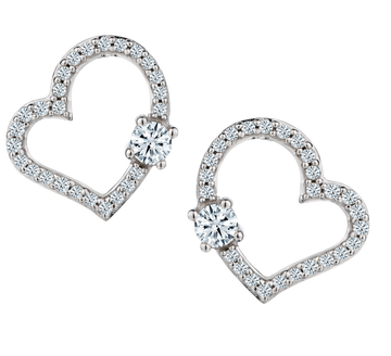 .25 Carat of Diamonds Heart Earrings, 10kt White Gold.....................NOW - Griffin Jewellery Designs