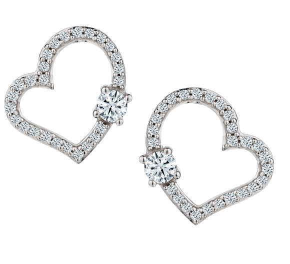 .25 Carat of Diamonds Heart Earrings, 10kt White Gold.....................NOW