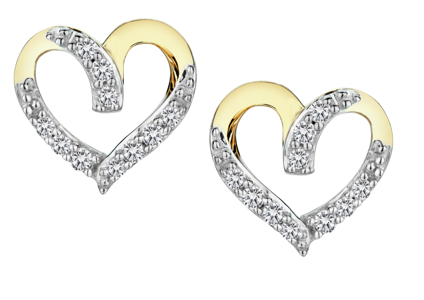 .09 Carat of Diamonds "Heart" Earrings, 10kt Yellow Gold.....................NOW