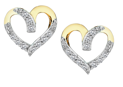 .09 Carat of Diamonds "Heart" Earrings, 10kt Yellow Gold.....................NOW