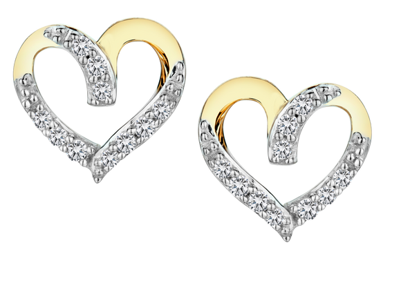 .09 Carat of Diamonds "Heart" Earrings, 10kt Yellow Gold.....................NOW