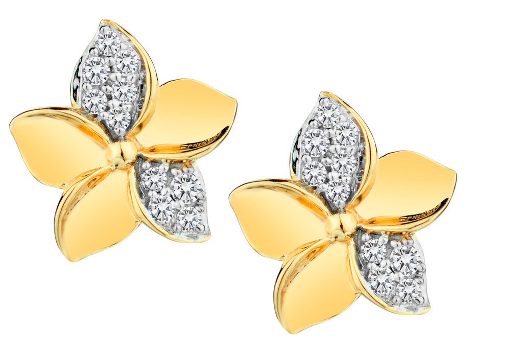 .09 Carat of Diamonds "Flower" Earrings, 10kt Yellow Gold.....................NOW
