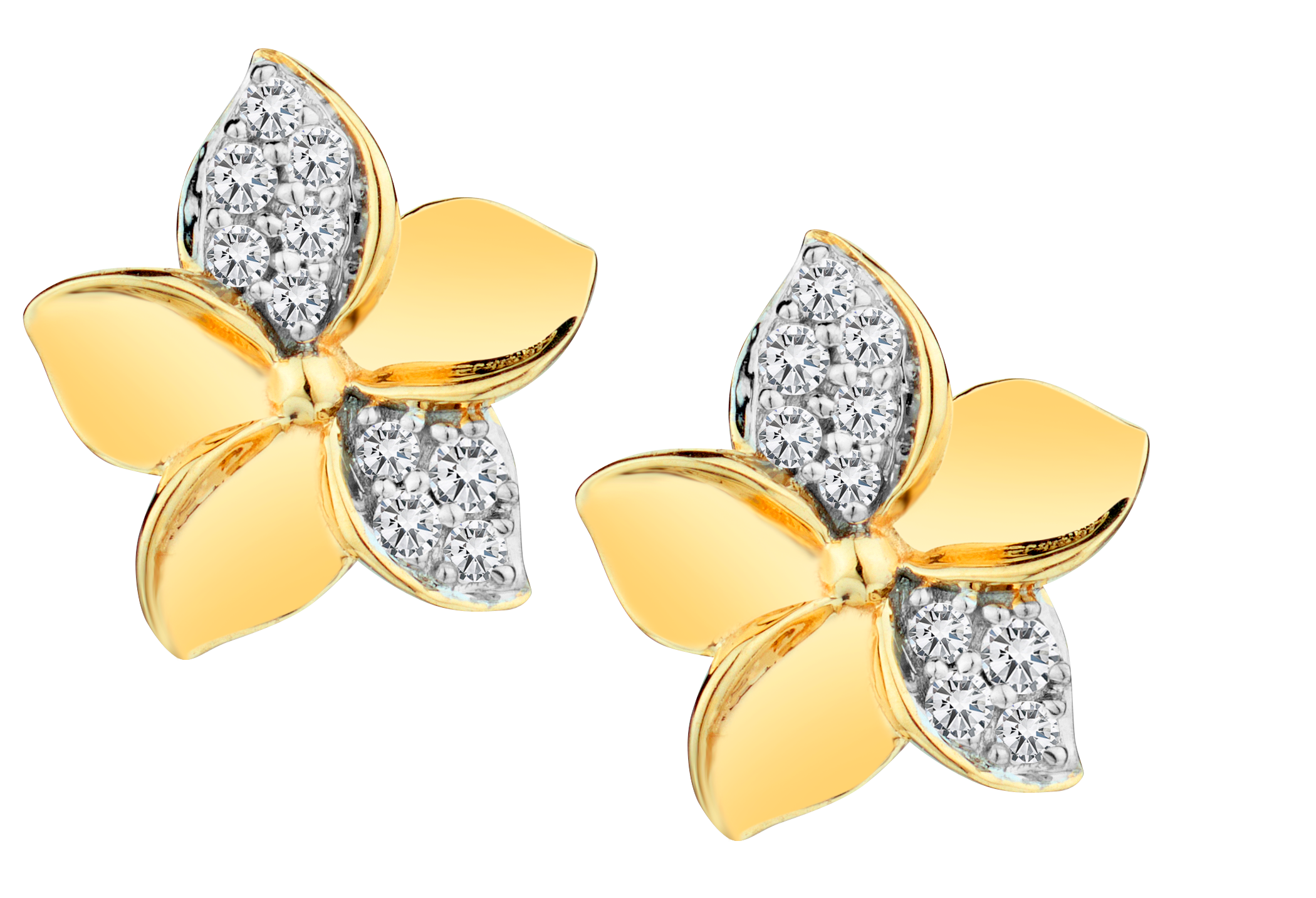 .09 Carat of Diamonds "Flower" Earrings, 10kt Yellow Gold.....................NOW