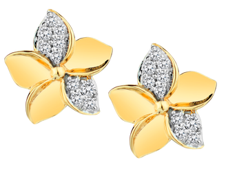 .09 Carat of Diamonds "Flower" Earrings, 10kt Yellow Gold.....................NOW