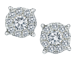 1.00 Carat of Diamonds Halo Earrings, 14kt White Gold.....................NOW