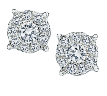 1.00 Carat of Diamonds Halo Earrings, 14kt White Gold.....................NOW - Griffin Jewellery Designs