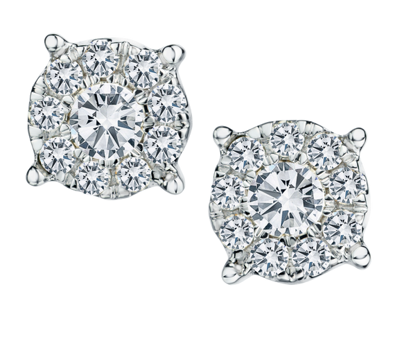 1.00 Carat of Diamonds Halo Earrings, 14kt White Gold.....................NOW