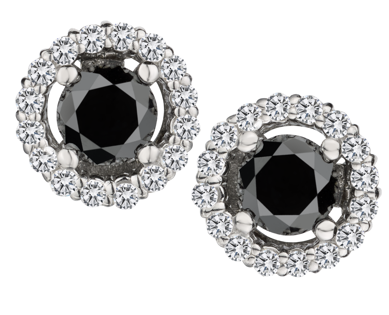 1.00 Carat of Black & White Diamonds Halo Earrings, 14kt White Gold.....................NOW