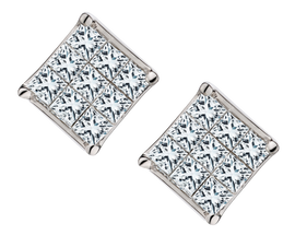 .25 Carat of Diamonds "Princess" Stud Earrings, 10kt White Gold.....................NOW