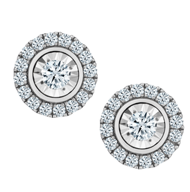 .50 Carat of Diamonds Halo "Miracle" Stud Earrings, 10kt White Gold.....................NOW