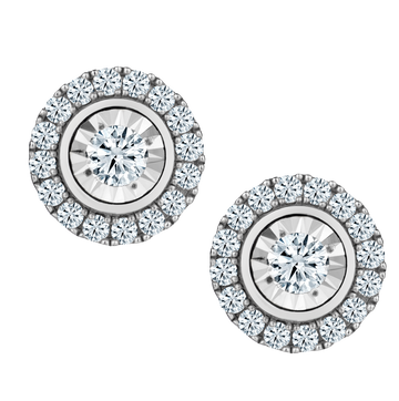 .50 Carat of Diamonds Halo "Miracle" Stud Earrings, 10kt White Gold.....................NOW