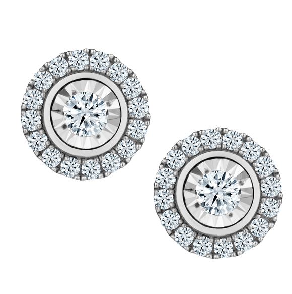 .50 Carat of Diamonds Halo "Miracle" Stud Earrings, 10kt White Gold.....................NOW