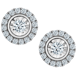 1.00 Carat of Diamonds "Miracle" Halo Stud Earrings, 10kt White Gold.....................NOW