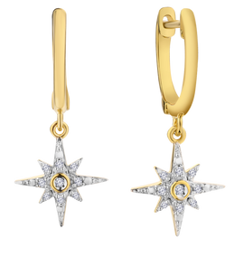 .07 Carat of Lab Grown Diamonds Dangle "Star" Earrings, Gold Plated.....................NOW - Griffin Jewellery Designs