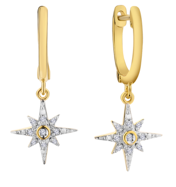 .07 Carat of Lab Grown Diamonds Dangle "Star" Earrings, Gold Plated.....................NOW - Griffin Jewellery Designs