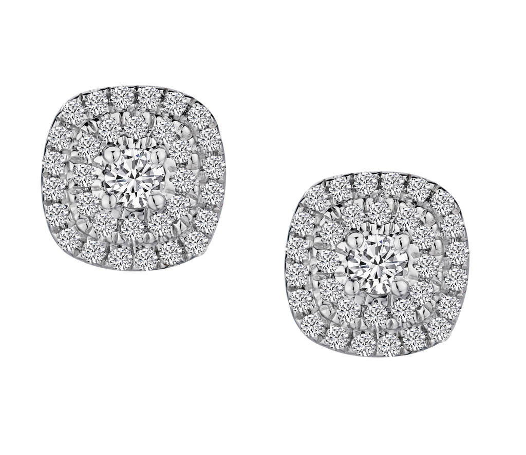 .25 Carat of Diamonds Double Halo Stud Earrings, 10kt White Gold.....................NOW