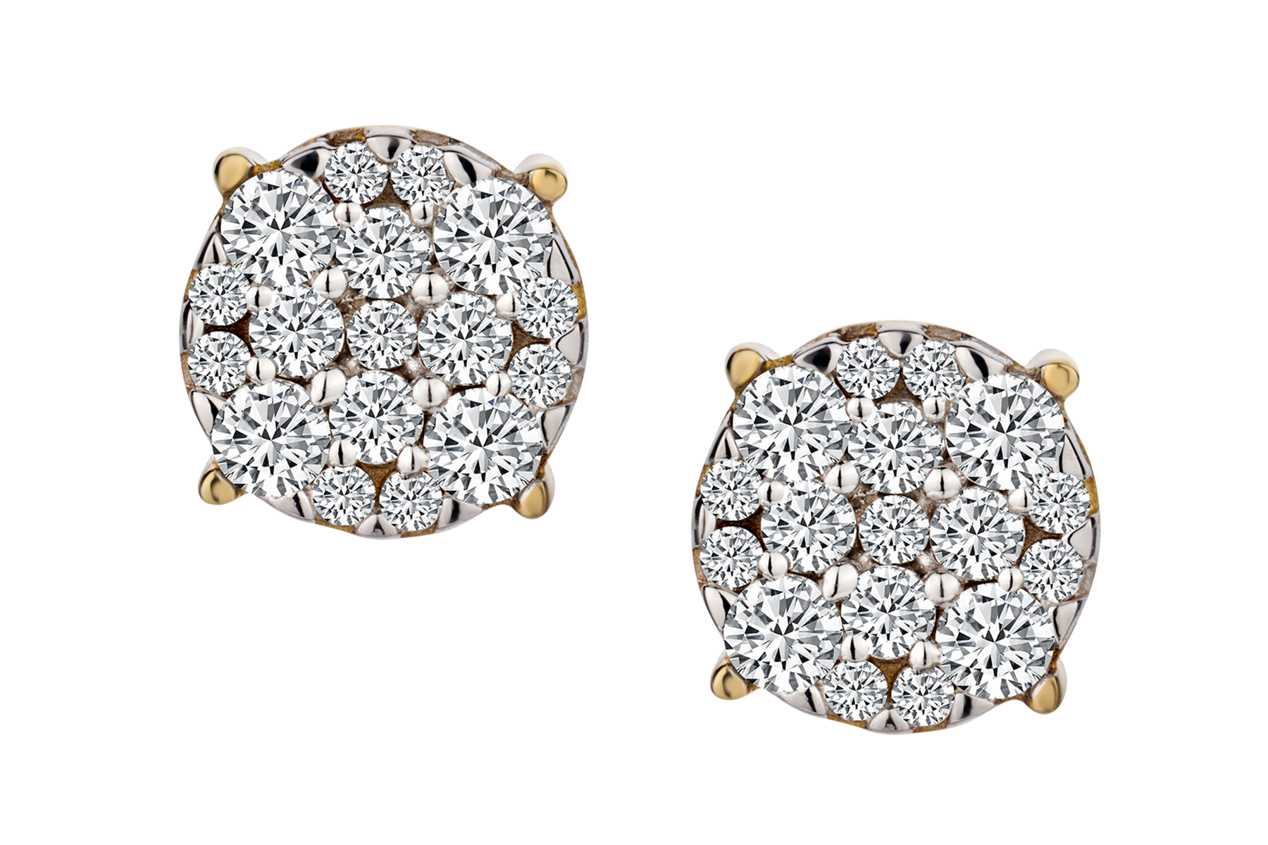 .50 Carat of Lab Grown Diamonds Cluster Stud Earrings, 10kt Yellow Gold.....................NOW