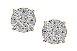 .50 Carat of Lab Grown Diamonds Cluster Stud Earrings, 10kt Yellow Gold.....................NOW