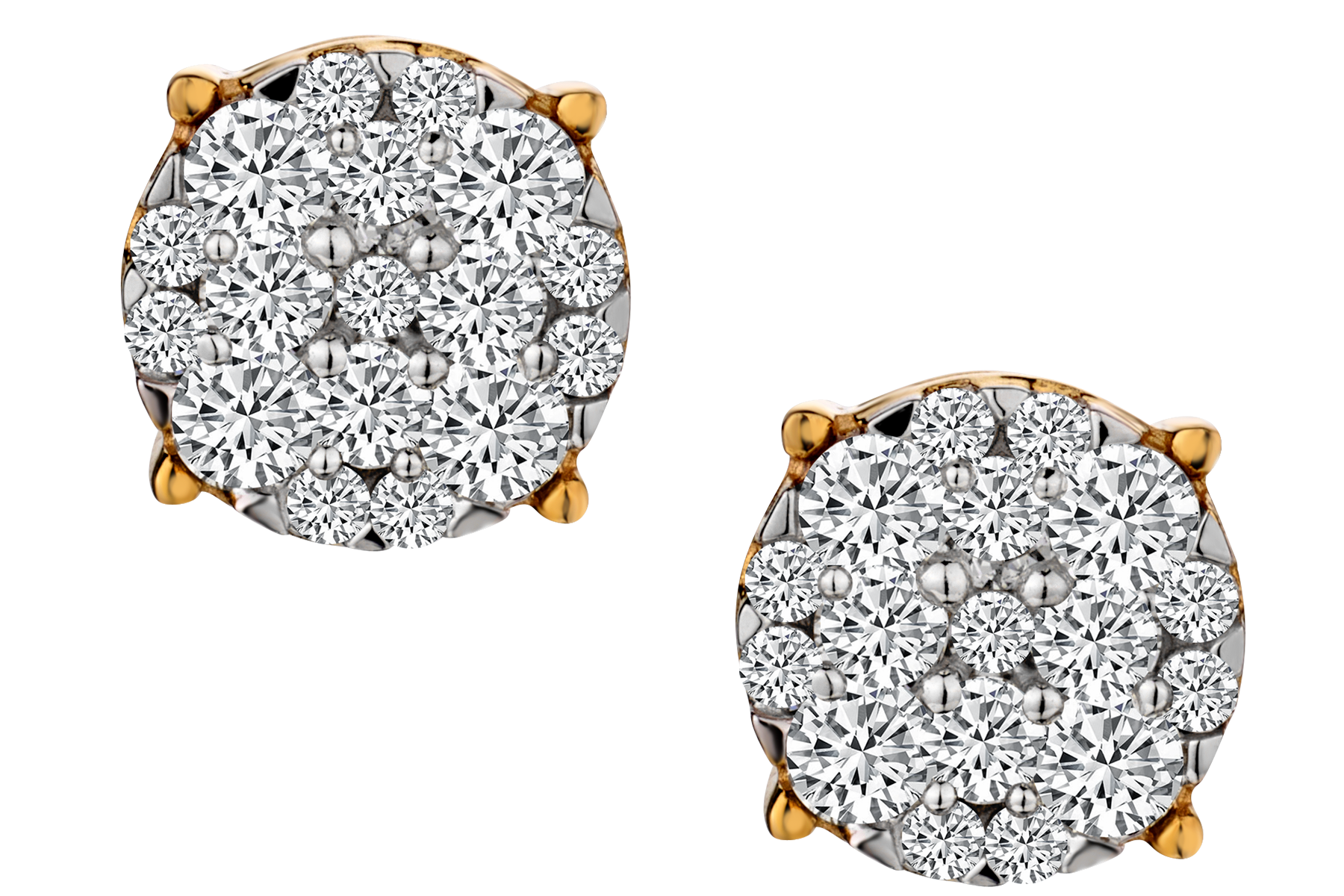 .75 Carat of Lab Grown Diamond Cluster Stud Earrings, 10kt Yellow Gold.....................NOW