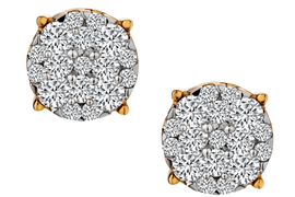 .75 Carat of Lab Grown Diamond Cluster Stud Earrings, 10kt Yellow Gold.....................NOW