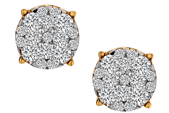 .75 Carat of Lab Grown Diamond Cluster Stud Earrings, 10kt Yellow Gold.....................NOW
