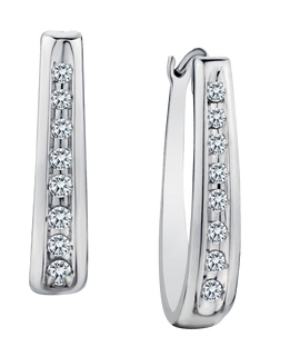 .30 Carat of Lab Grown Diamonds "U" Shaped Hoop Earrings, Silver.....................NOW