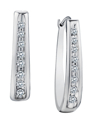 .30 Carat of Lab Grown Diamonds "U" Shaped Hoop Earrings, Silver.....................NOW