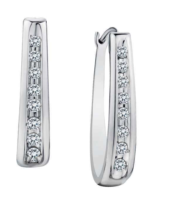 .30 Carat of Lab Grown Diamonds "U" Shaped Hoop Earrings, Silver.....................NOW