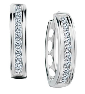 .30 Carat of Lab Grown Diamonds Hoop Earrings, Silver.....................NOW
