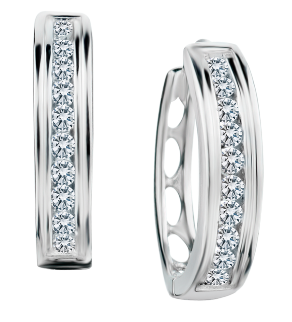 .30 Carat of Lab Grown Diamonds Hoop Earrings, Silver.....................NOW