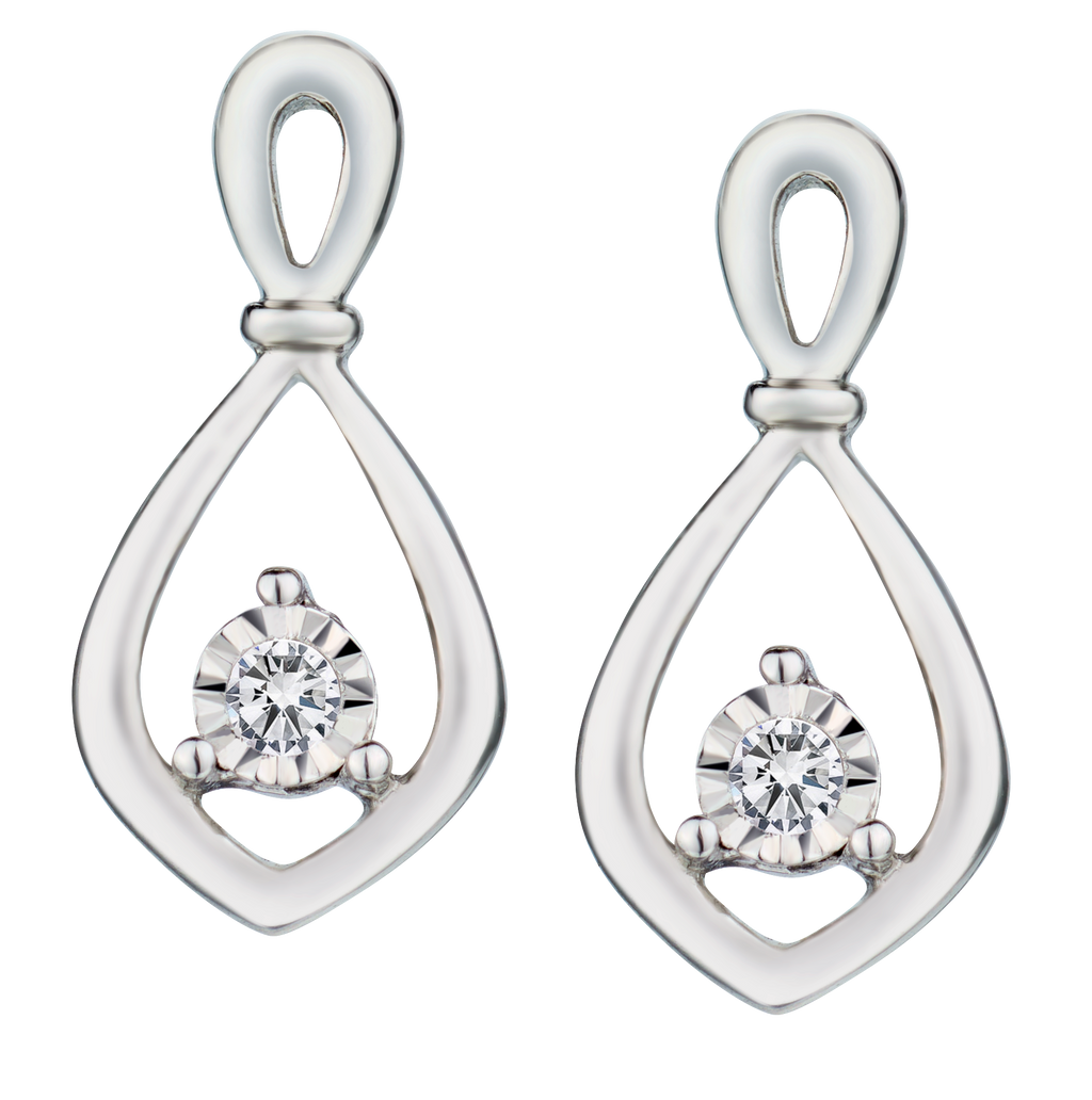 .06 Carat of Lab Grown Diamonds "Miracle" Earrings, Silver.....................NOW