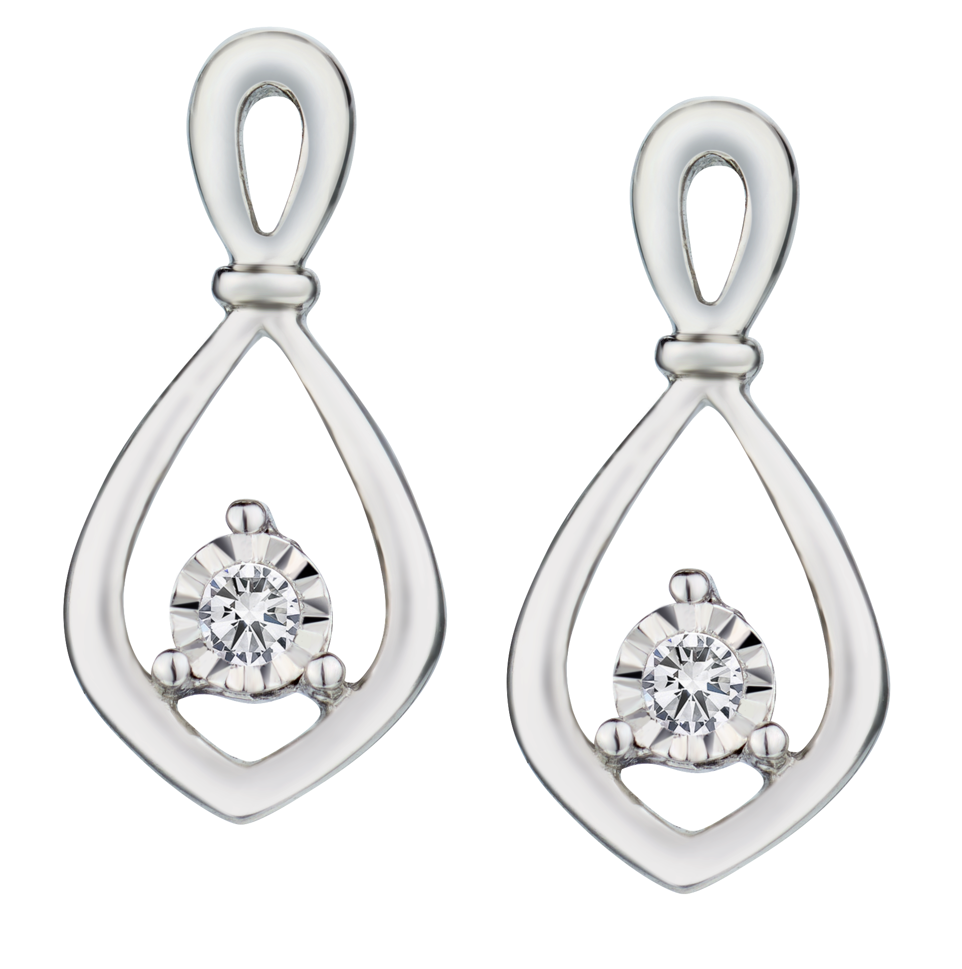 .06 Carat of Lab Grown Diamonds "Miracle" Earrings, Silver.....................NOW