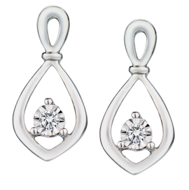.06 Carat of Lab Grown Diamonds "Miracle" Earrings, Silver.....................NOW