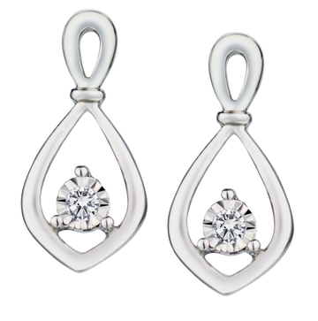 .06 Carat of Lab Grown Diamonds "Miracle" Earrings, Silver.....................NOW