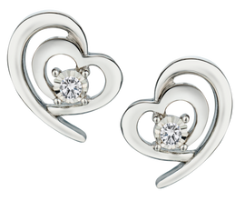 .06 Carat of Lab Grown Diamonds "Double Hearts" Earrings, Silver.....................NOW