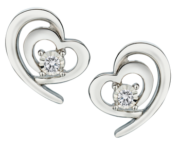 .06 Carat of Lab Grown Diamonds "Double Hearts" Earrings, Silver.....................NOW - Griffin Jewellery Designs