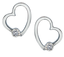 .06 Carat of Lab Grown Diamonds "Heart" Earrings, Silver.....................NOW
