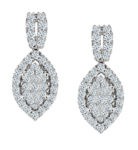 1.00 Carat of Lab Grown Diamonds Earrings, 10kt White Gold.....................NOW